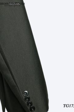 Bộ suit đen sọc nhuyễn cổ nỉ một nút TG175